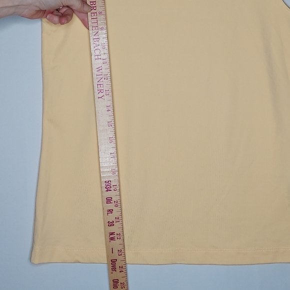 Chicos Tank Top Women Medium 1 Nylon Yellow Stretch Knit Scoop Neck Pullon - Picture 4 of 6